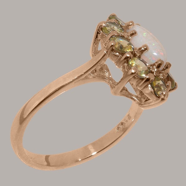 Rose Gold Natural Opal & Peridot Womens Cluster Ring - Full 9ct UK Hallmark Carousel 2