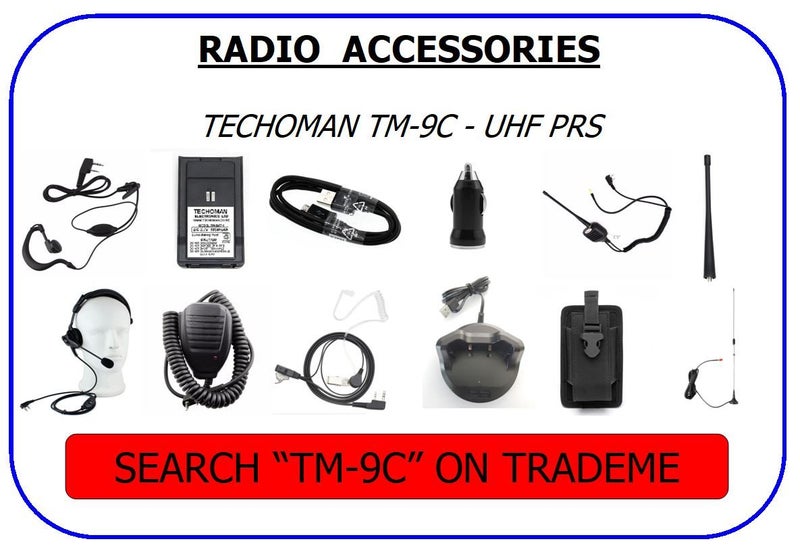 4x TECHOMAN TM-9C 2 WATT UHF PRS CB Walkie Talkies - 16 Channels - Standard S2 Carousel 17