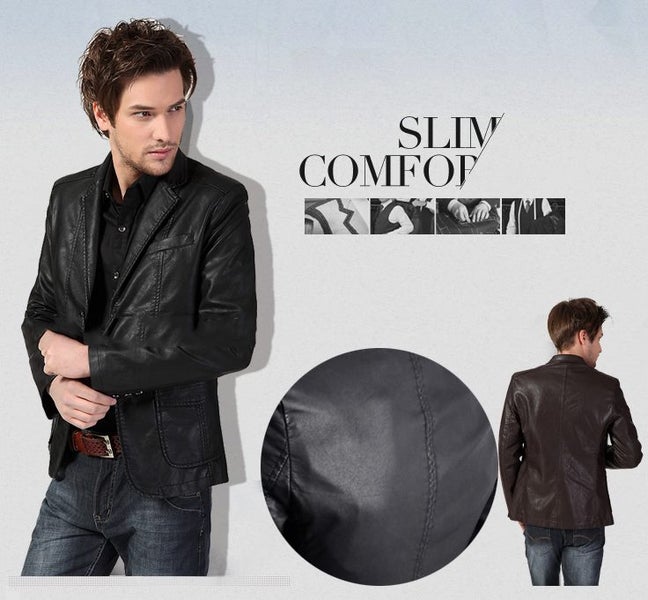 Men causal Jackets amazon new design PU leather Carousel 4