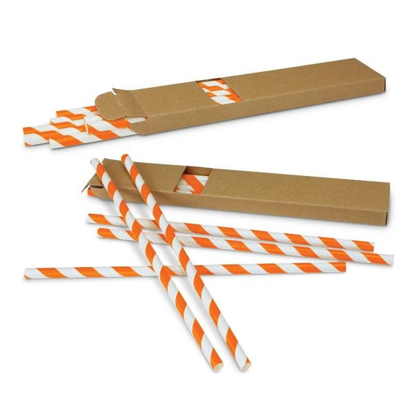 Paper Drinking Straws - Orange (Set of 50) Carousel 1