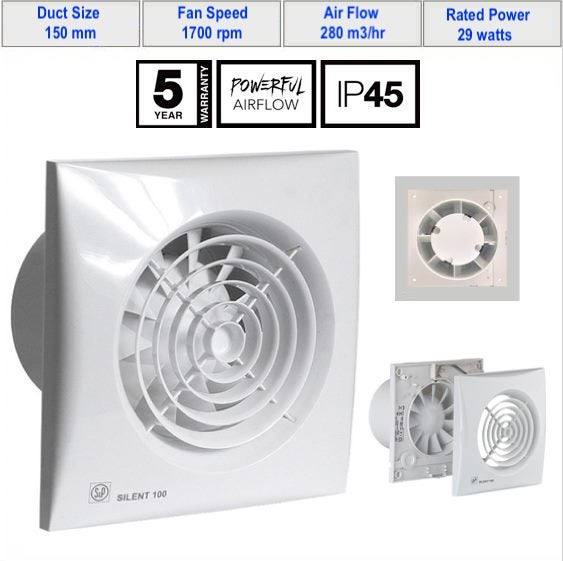 Extractor Fan Silent Series 150mm Duct Size Carousel 2