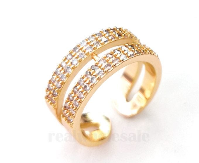 Pretty CZ Diamonds Ring _ Size Adjustable Carousel 1