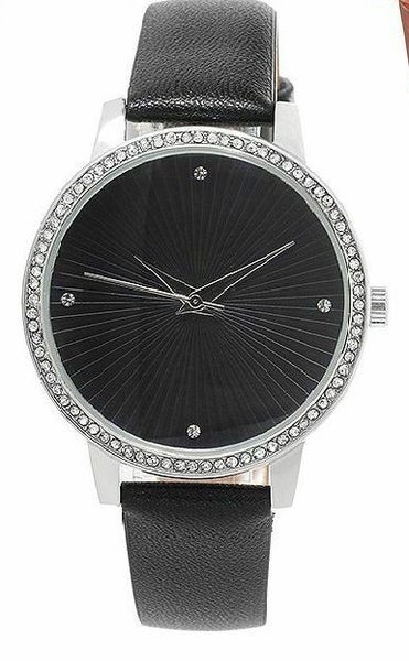 Croton Manhattan Royal Black/Silver Quartz Crystal Dial with Leather strap Carousel 1