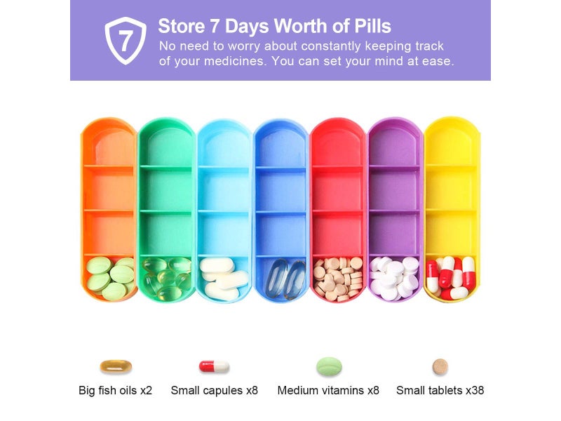 Pill Organizer Weekly Pill Box with PU Leather Carrying Case, AM/ PM/ Day/ Night64457137213955113