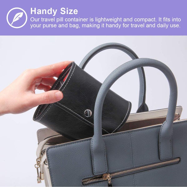 Pill Organizer Weekly Pill Box with PU Leather Carrying Case, AM/ PM/ Day/ Night Carousel 7