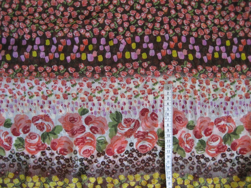CHIFFON Crinkle SEWING FABRIC Floral MATERIAL 5.6m x 160cm Carousel 1