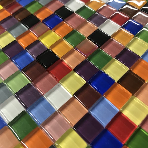 *NEW IN* Mini Rainbow Mix Loose Glass Tiles - 10x10x4mm628647294373131110