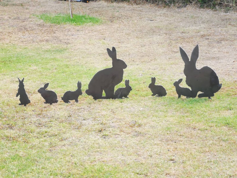 Rabbit Family - Corten Steel Garden Art Carousel 1