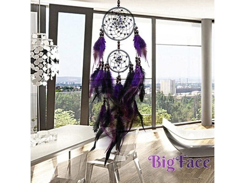 Purple Dream Catchers Feather Crafts Wind Chimes Handmade Indian Dreamcatcher Carousel 2