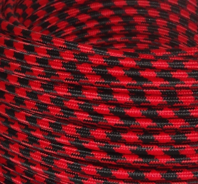 Electrical Fabric Cable / Cord 3-core. Black & Red Butterfly Carousel 1
