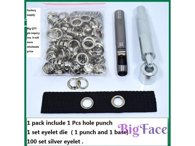 100 Set Silver Eyelet And Eyelet Punch Die Tool Set For Leather Craft Clothing Carousel 1