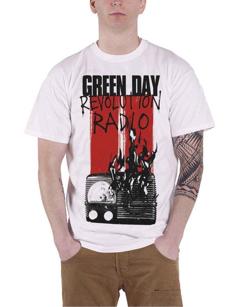 Green Day T Shirt Revolution Radio Combustion band logo new Official Mens White Carousel 1