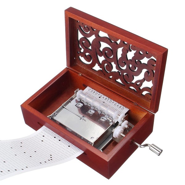 30 Tone DIY Hand Cranked Carved Music Box With Hole Puncher Paper Tapes Carousel 1