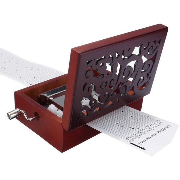 30 Tone DIY Hand Cranked Carved Music Box With Hole Puncher Paper Tapes Carousel 2