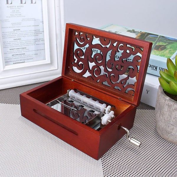 30 Tone DIY Hand Cranked Carved Music Box With Hole Puncher Paper Tapes Carousel 7