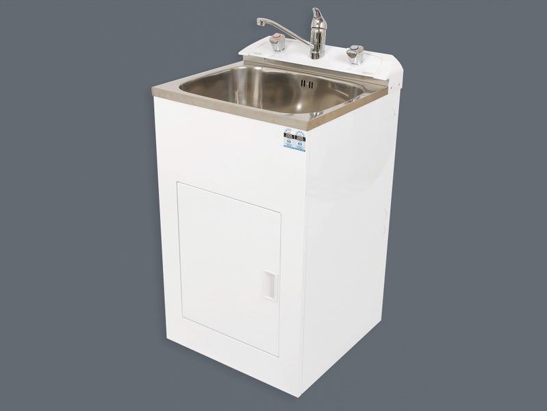 DISSCO 565mm Laundry Tub | Premiere Stainless Steel Compact Smart Tubs |White Carousel 1