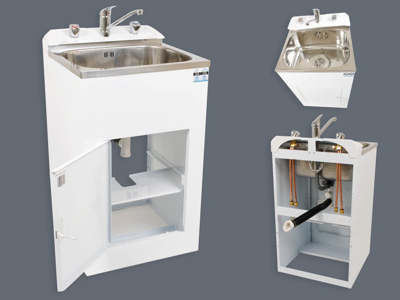 DISSCO 565mm Laundry Tub | Premiere Stainless Steel Compact Smart Tubs |White Carousel 2