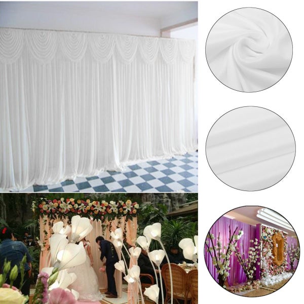 2M X 2M White Stage Background Backdrop Drape Curtain Swags Wedding Party US Carousel 1