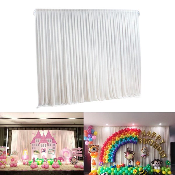 2M X 2M White Stage Background Backdrop Drape Curtain Swags Wedding Party US Carousel 2