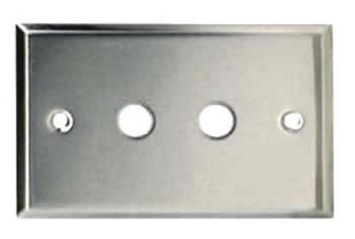 WPTX2R :: Wall Connector Plate 2 x RCA Curved Edges STAINLESS Carousel 1