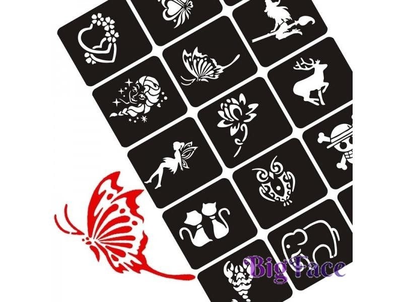 133pcs Airbrush Glitter Tattoo Stencil Woman Girl Kids Drawing Template Small Carousel 1