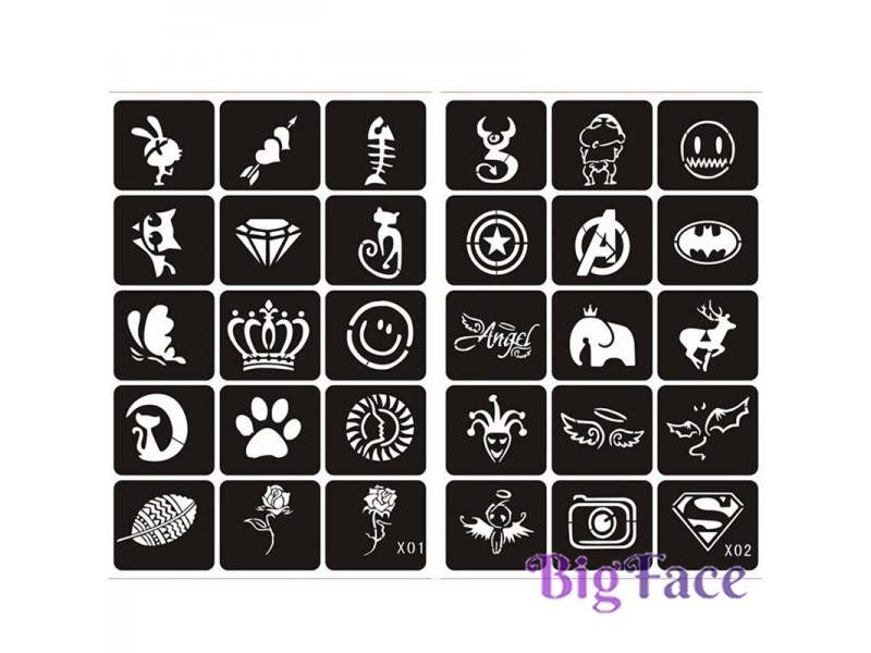 133pcs Airbrush Glitter Tattoo Stencil Woman Girl Kids Drawing Template Small Carousel 2