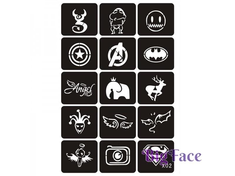 15pcs Glitter Tattoo Stencils Woman Girl Kids Drawing Template Small Wings Bats Carousel 1