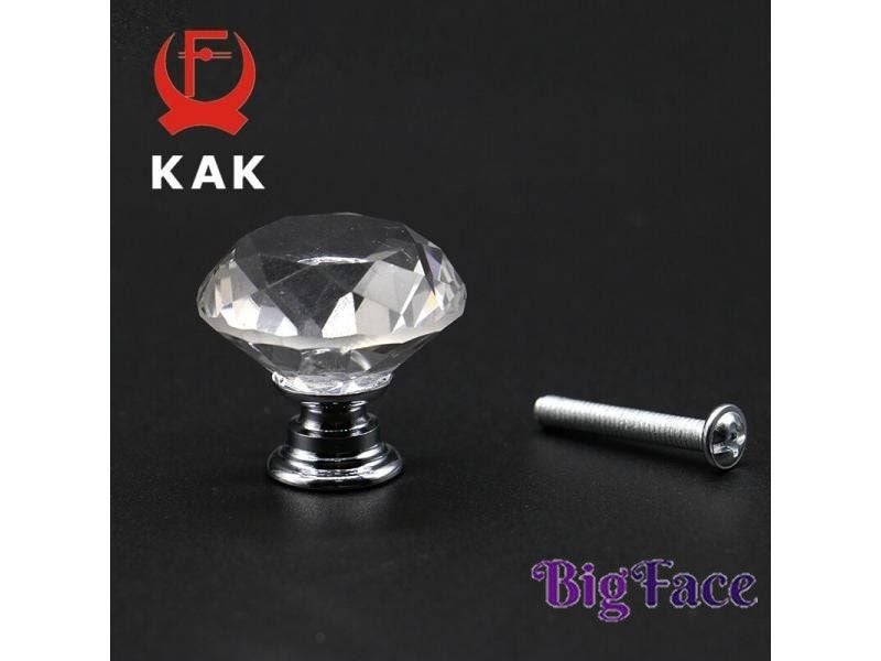 KAK 20/30/40mm Diamond Shape Design Crystal Glass Knobs Cupboard Drawer Carousel 2