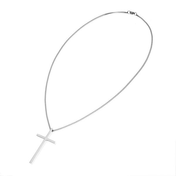 Stainless Steel Cross Pendant Silver Necklace Chain Carousel 2