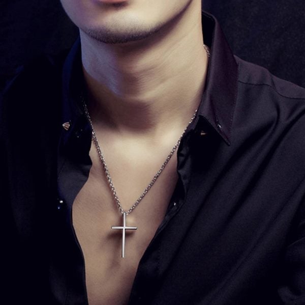 Stainless Steel Cross Pendant Silver Necklace Chain Carousel 4