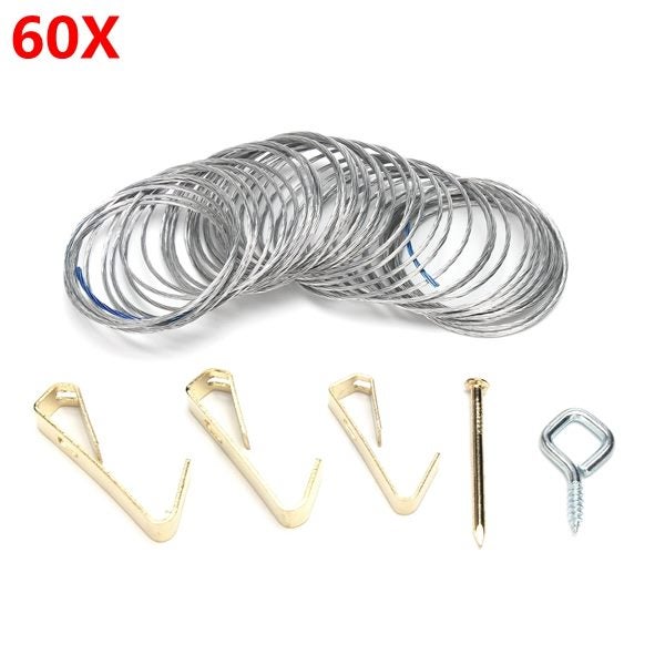 DZT Picture Hanging Kit Screw Eye Up To 50lbs Nail Hanger Assortment Set 60pcs Carousel 1