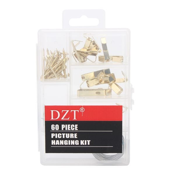 DZT Picture Hanging Kit Screw Eye Up To 50lbs Nail Hanger Assortment Set 60pcs Carousel 2