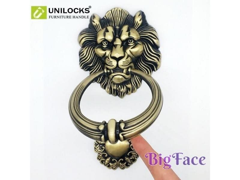 UNILOCKS 20cm Large Antique Lion Door Knocker Lionhead Doorknockers Lions Home Carousel 2