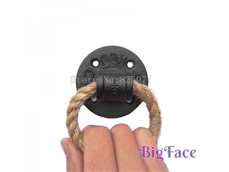 2PCS 1.26'' Vintage Drop Ring Drawer Knobs Hemp Rope Black Bronze Wardrobe Carousel 1
