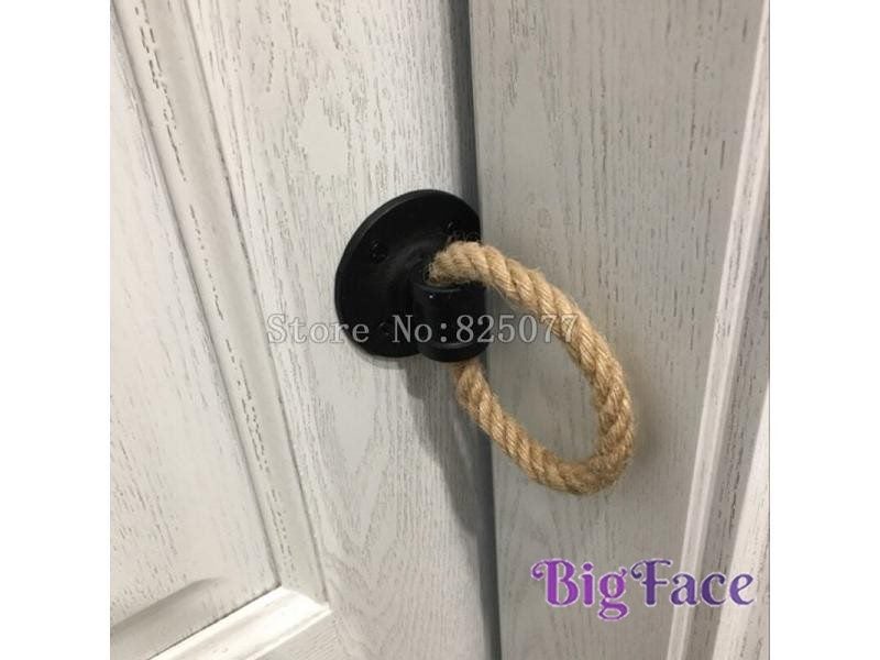 2PCS 1.26'' Vintage Drop Ring Drawer Knobs Hemp Rope Black Bronze Wardrobe Carousel 2