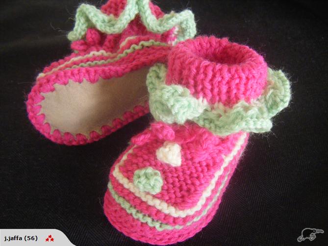 sheepskin sole Raspberry Sorbet bootee pattern Carousel 1