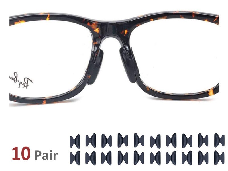 10 Pairs Anti-Slip Stick On Nose Pads for Glasses Eyeglass Sunglasses (Black) Carousel 1