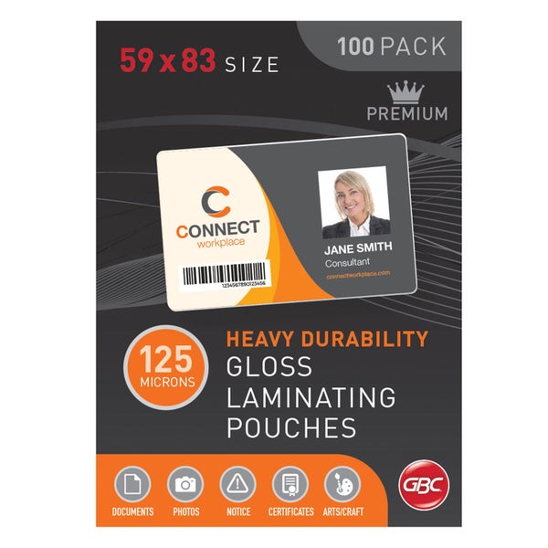 GBC Laminating Pouch 59x83mm 125 Micron Pk100 Carousel 1