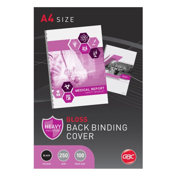 GBC Binding Cover A4 Gloss Black Pk100 Carousel 1