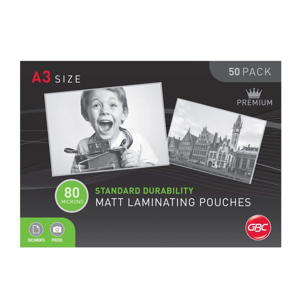 GBC Laminating Pouch A3 80 Micron Pk50 Matt Carousel 1