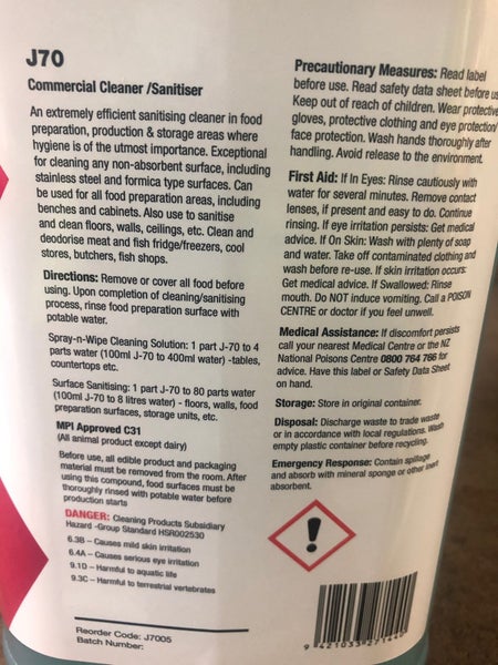 J70 Cleaner Sanitiser 5lt Carousel 2