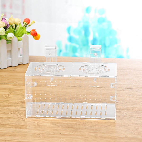 Acrylic Aquarium Fish Tank Guppy Double Breeding Breeder Rearing Box Hatchery Carousel 8