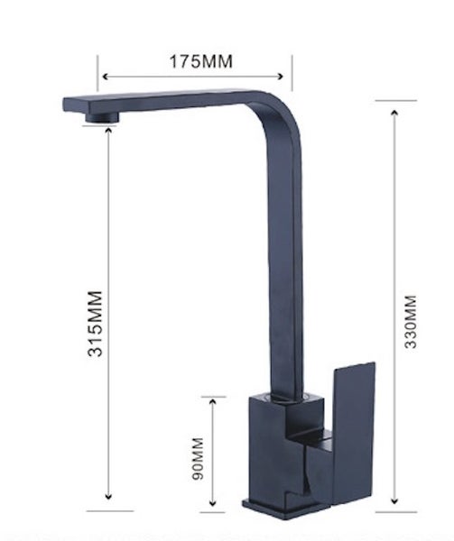 SALE Kitchen Sink Mixer - Square Series MB01 -Black Carousel 3