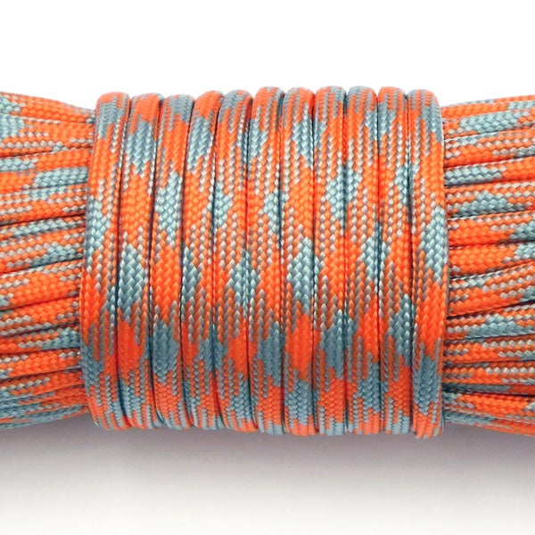 Paracord Rope 15m/50ft Orange & Silver Carousel 1