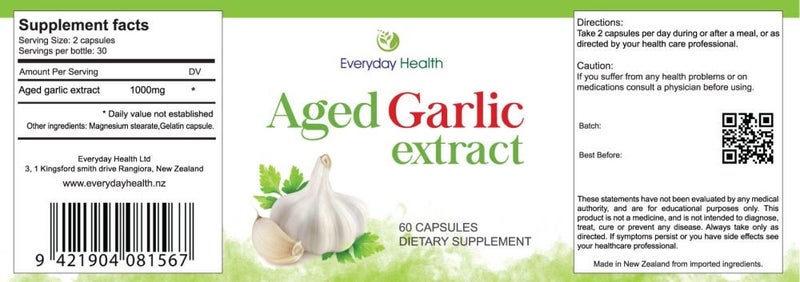 BULK BUY - 3 BOTTLES - AGED GARLIC EXTRACT - HIGH POTENCY 60 CAPS63616035361026111