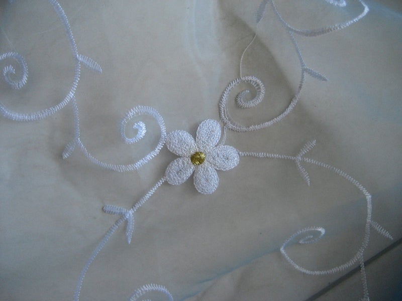Rare EMBROIDERED Nylon SEWING FABRIC Blue and White MATERIAL 2m x 140cm Carousel 2