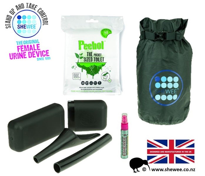 SHEWEE Out and About Pack - BLACK- PEEBOL+DRYBAG+HAND SANITISER - Portable Loo Carousel 1