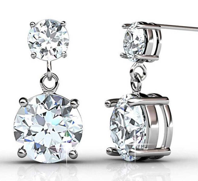 18K White Gold Crystal Stud earrings "Pamela" Carousel 1