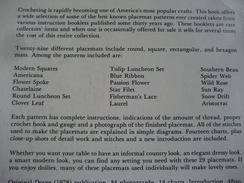 Dover Needlework CROCHETING PLACEMATS by Rita Weiss PATTERNS Carousel 7