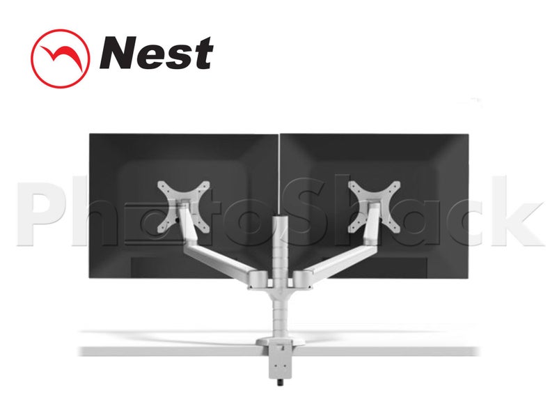 Articulating Dual Arm Mount for 27" LCDs - SILVER Carousel 2